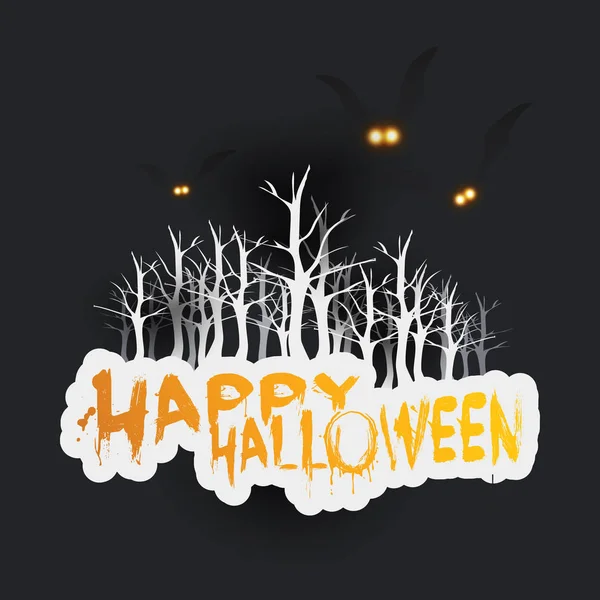 Happy Halloween Card Template Pipistrelli Volanti Con Gli Occhi Incandescenti — Vettoriale Stock