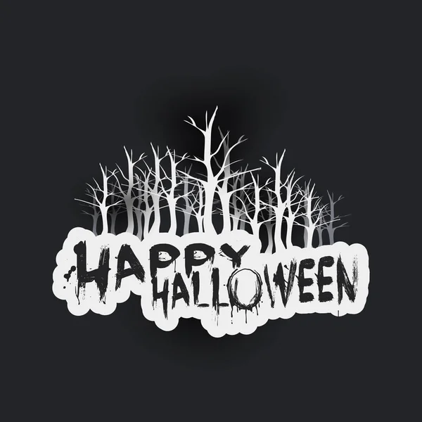 Happy Halloween Card Template Dark Night Bare Trees Vector Illustration — Stockový vektor