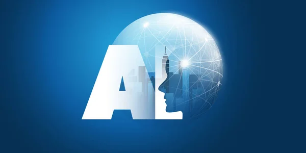 Intelligens Város Automatizált Digitális Vezérlés Mély Tanulás Mesterséges Intelligencia Jövő — Stock Vector