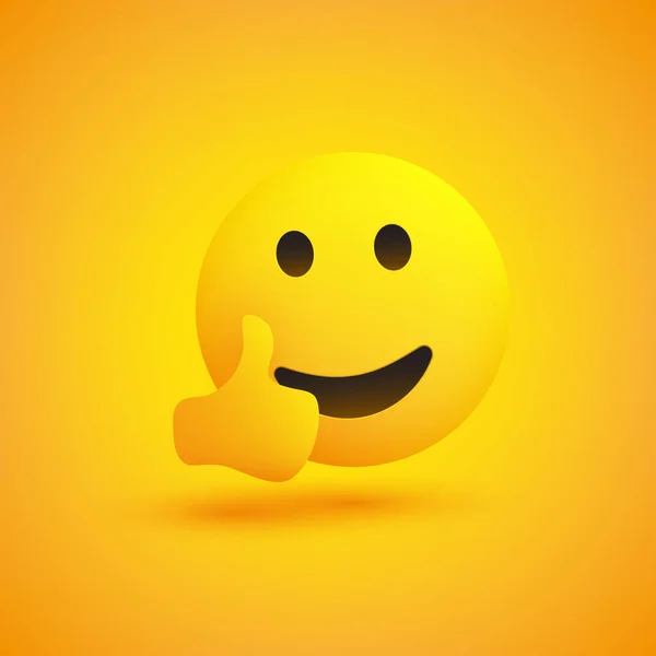 Emoticono Sonriente Sobre Fondo Amarillo Emoticono Feliz Simple Mostrando Pulgares — Archivo Imágenes Vectoriales