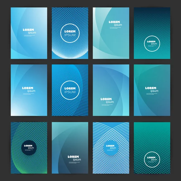 Mega Set Van Flyer Card Banner Designs Met Abstract Blauw — Stockvector