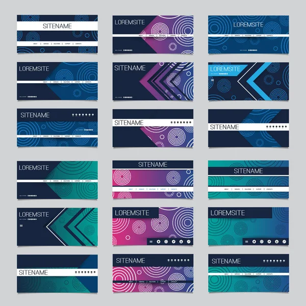 Mega Set Header Card Banner Designs Abstract Colorful Minimalist Geometric — Stock Vector