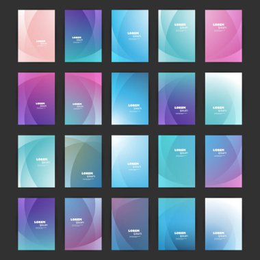 20 Flyer, Card veya Banner Designs with Abstract Blue, Purple and Green Colimalist Minimalist Geometric Model Arkaplan, Multi Amaçlı Şablonlar