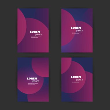 4 Flyer, cover, Card veya Banner Designs with Abstract Phantom Blue and Purple Colimalist Abstract Geometric Destern Arkaplan, Multi Amaçlı Şablonlar