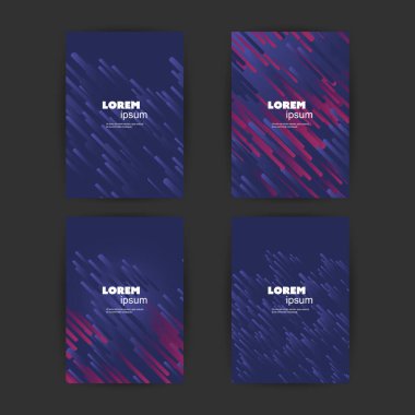 4 Flyer, Card veya Banner Designs with Abstract Phantom Blue and Purple Colimalist Minimalist Geometric Destern Arkaplan, Çoklu Amaçlı Şablonlar
