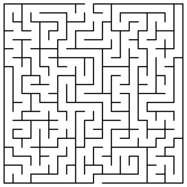 Beyaz Arkaplan Üzerine Orijinal Siyah Labirent - Basit İllüzyon Bir Labirent ile Eğitim Dergileri, Gazeteler, Kitaplar İçin Desen