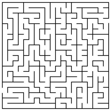 Beyaz Arkaplan Üzerine Orijinal Siyah Labirent - Basit İllüzyon Bir Labirent ile Eğitim Dergileri, Gazeteler, Kitaplar İçin Desen