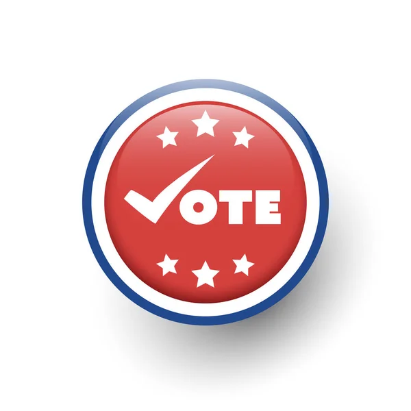 Usa Voting Design Concept Badge Style Mit Tick Und Nationalfarben — Stockvektor