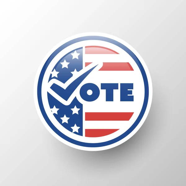 Usa Voting Design Concept Badge Style Mit Tick Und Nationalfarben — Stockvektor