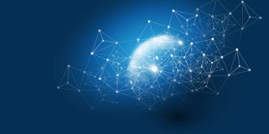 Soyut Mavi Asgari Bulut Hesaplaması, Ağ Yapısı, Telekomünikasyon Tasarımı, Ağ Bağlantıları, Şeffaf Dalga Geometrik Ağ - Vektör Resimleri