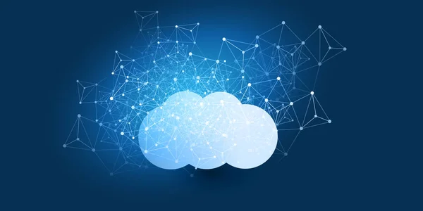 Cloud Computing Design Concept Connessioni Digitali Sfondo Tecnologico Con Rete — Vettoriale Stock