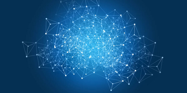 Современные облачные вычисления минимального стиля, структура сетей, концепция телекоммуникаций, сетевые подключения, прозрачная геометрическая проволока - векторная иллюстрация