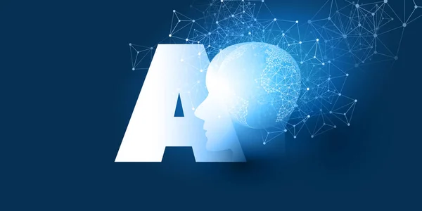 Futurystyczne Uczenie Maszynowe Sztuczna Inteligencja Chmura Obliczeniowa Zautomatyzowana Pomoc Techniczna — Wektor stockowy
