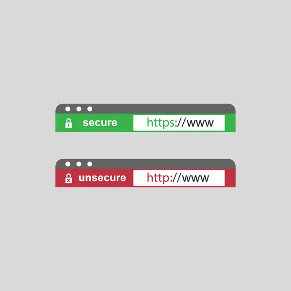 Web Browser Address Bars Showing Secure Insecure Address Mandatory Secure — 스톡 벡터