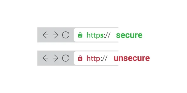Browser Adres Bars Toont Veilige Onveilige Webadressen Verplicht Veilig Browsen — Stockvector