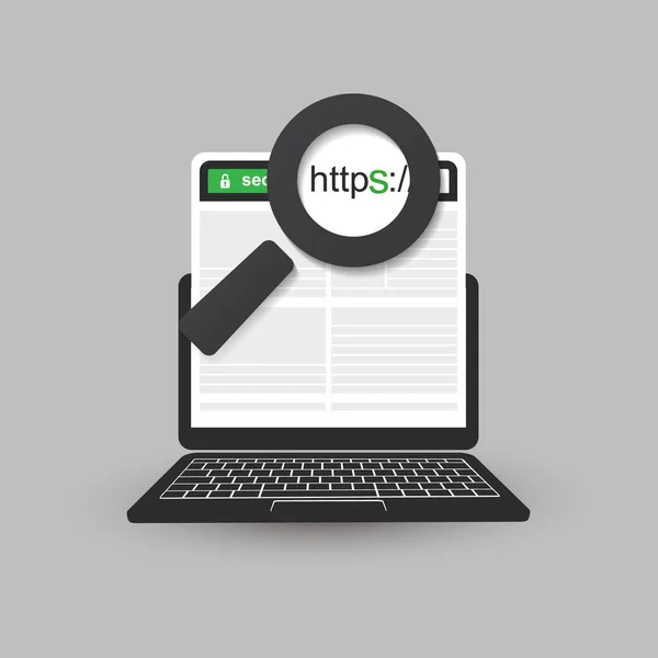Https Protocol Safe Secure Browsing Mobile Computer Vector Concept — Stock Vector