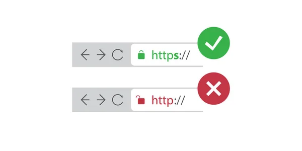 Browseradresselinjer Der Viser Sikre Usikre Webadresser Obligatorisk Sikker Browsing Kodede – Stock-vektor