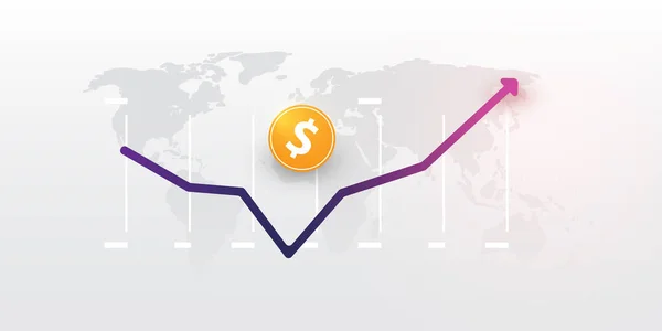 Úspěch Vektorové Ilustrace Znaku Dolaru Diagramu Mapy Světa Koncepce Podnikatelského — Stockový vektor
