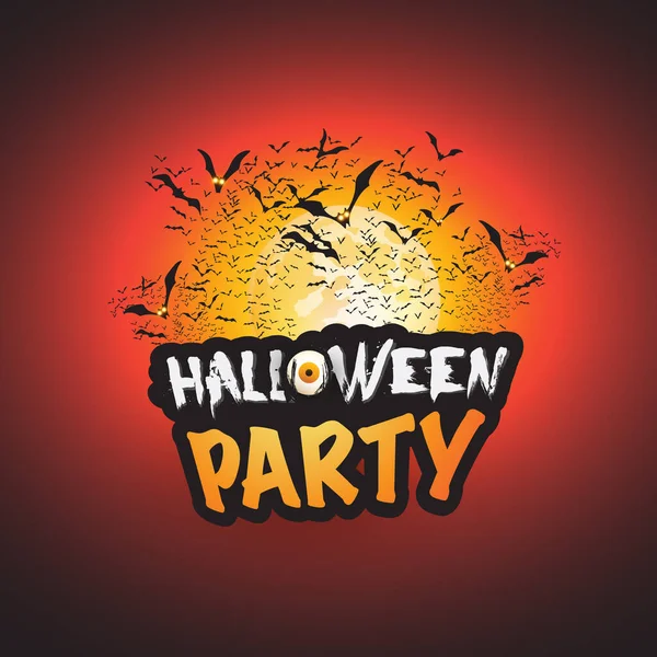 Halloween Party Kartenvorlage Mit Vielen Fliegenden Fledermäusen Vektorillustration — Stockvektor