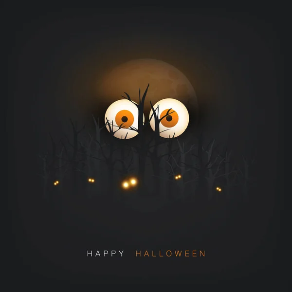 Happy Halloween Card Template Creepy Face Pop Out Gloving Eyes — стоковый вектор