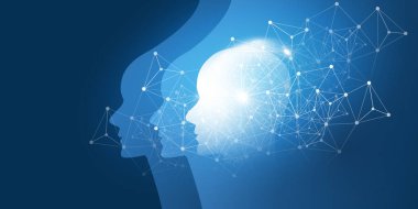 Makine Öğrenme, Yapay Zeka, Bulut Hesaplama ve Ağ Tasarım Konsepti Geometrik Ağ Ağı Ağı