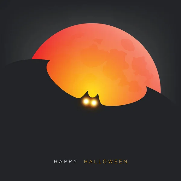 Счастливый Шаблон Карты Хэллоуин Летучей Мышью Полной Луной Тьме — стоковый вектор