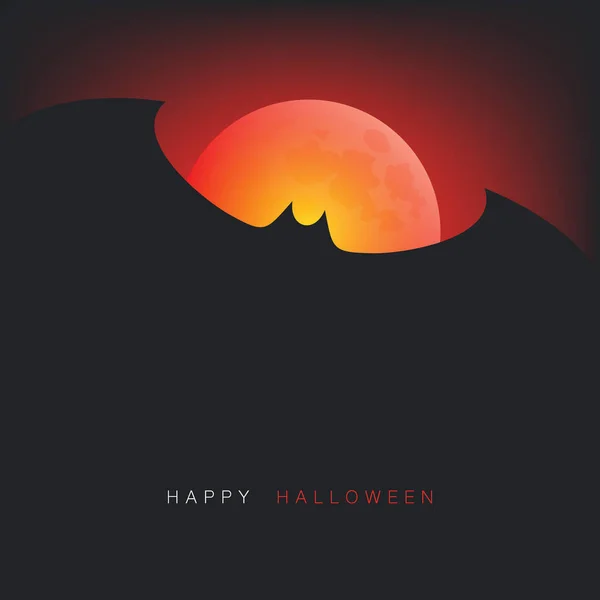 Felice Modello Carta Halloween Con Pipistrello Volante Luna Piena Nell — Vettoriale Stock