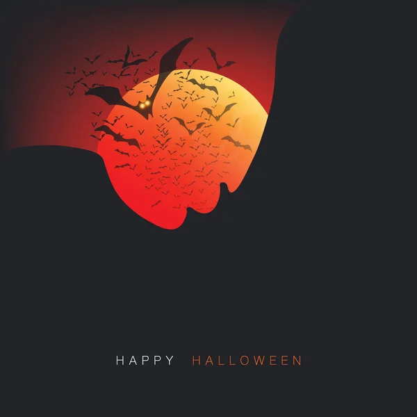 Joyeux Modèle Carte Halloween Avec Chauves Souris Volantes Pleine Lune — Image vectorielle