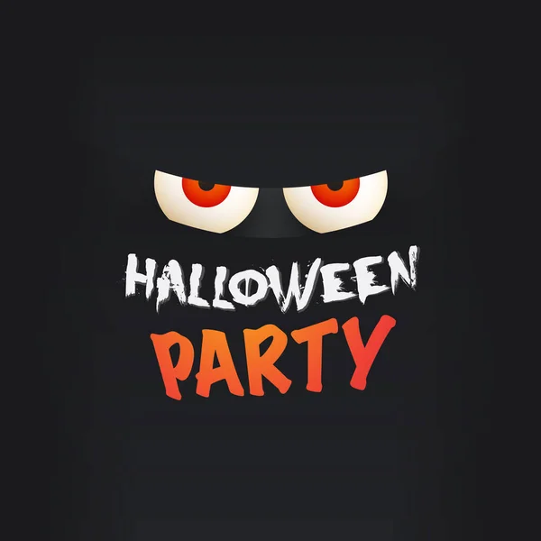 Halloween Party Card Template Gruseliges Gesicht Mit Leuchtenden Augen Dunkeln — Stockvektor