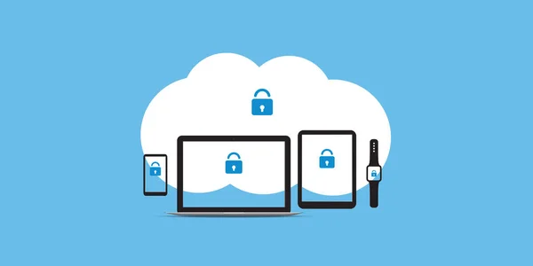 Cloud Computing Segurança Internet Segurança Informação Conceito Proteção Dados Ilustração — Vetor de Stock