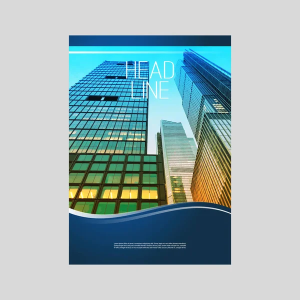 Modern Style Flyer Cover Design Your Business Skyscraper Urban Theme - Stok Vektor