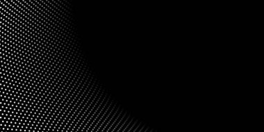 Koyu kıvrımlı dalgalı yarım ton deseni solda siyah arkaplanda, derinlik yaratıyor, modern, minimal ve teknolojiden esinlenilmiş tasarımlar için ideal. Geniş telif alanına sahip modern biçim görsel şablon.