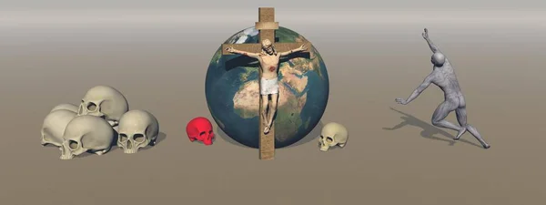 Los crímenes sangre de la religión en el mundo - 3d rendering —  Fotos de Stock