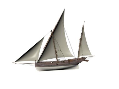 Resimde yelkenli On Sea - 3d render