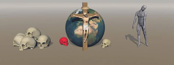 The crimes blood of religion in the world - 3d rendering — Stock Photo, Image