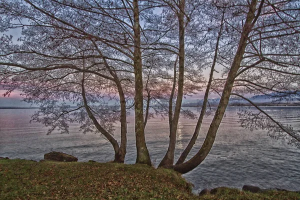 Very beautiful landscape on the lake leman since the beach Excenevex in France — Stock Photo, Image