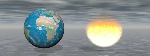 Πλανήτης γη σε πυρκαγιά-3D απόδοση — Φωτογραφία Αρχείου
