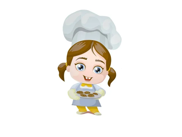 Niña vestida como una cocina - representación 3d — Foto de Stock