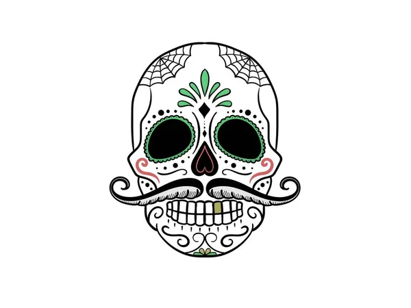 Skull decorated with colors on a white background - 3d rendering — Stock Photo, Image