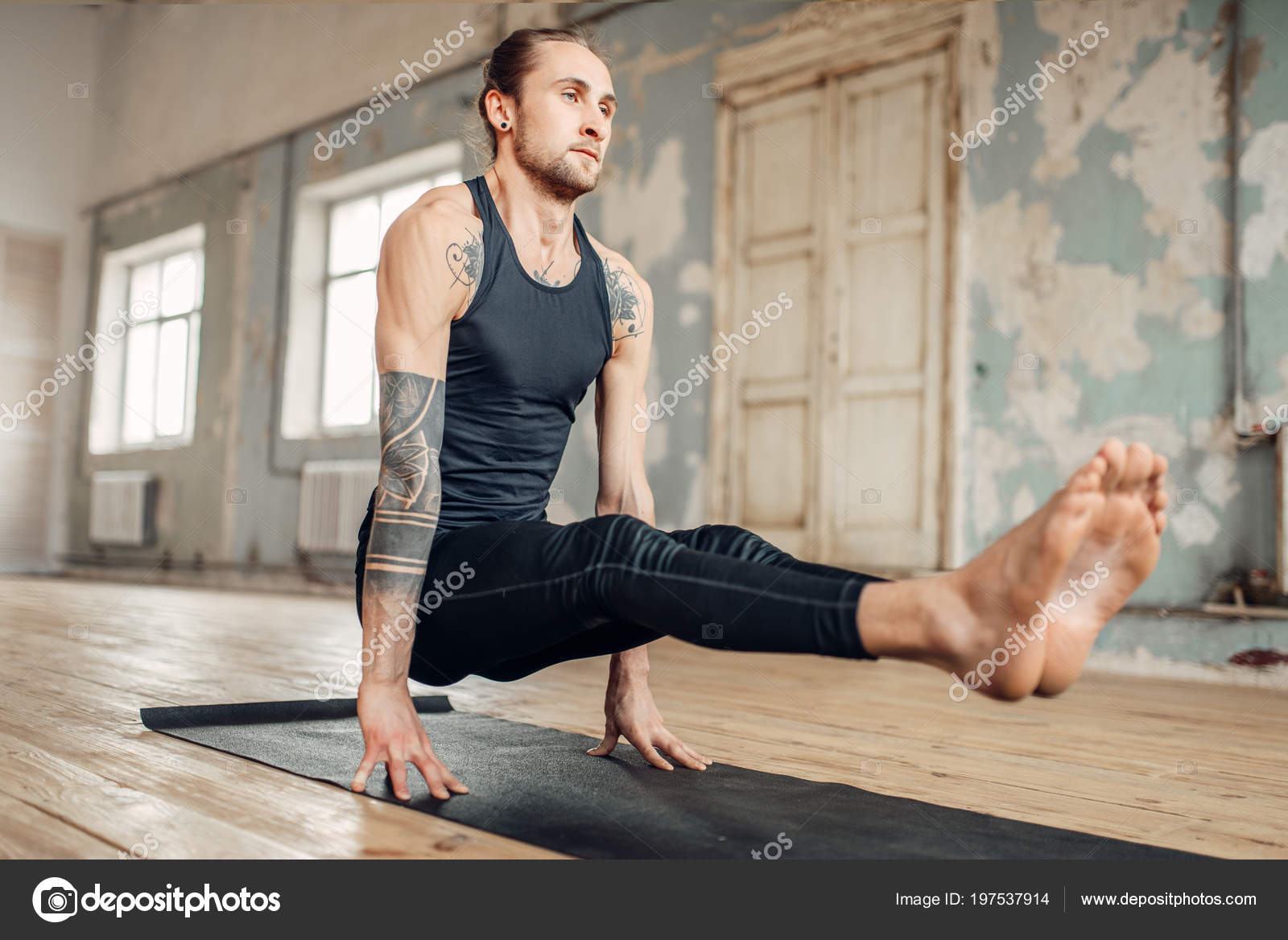 Young Man Doing Yoga Fitness Workout Gym Stock Photo by ©Nomadsoul1 Young Man Doing Yoga Fitness Workout Gym Stock Photo by ©Nomadsoul1