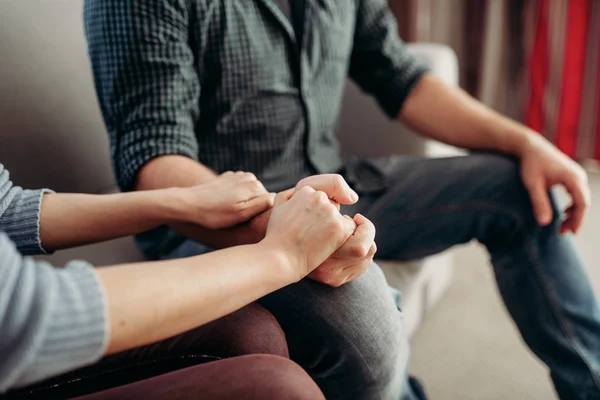 Couple Hold Hands Psychologist Family Psychology Support — Stock Photo, Image