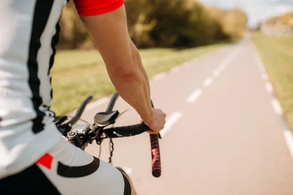 Ciclista Masculino Bicicleta Montar Ropa Deportiva — Foto de Stock