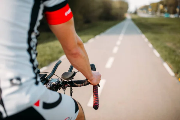 Ciclista Masculino Bicicleta Montar Ropa Deportiva — Foto de Stock