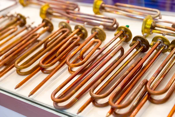 New Copper Heating Elements Water Boilers Closeup Heaters Washing Machine — Stock Photo, Image