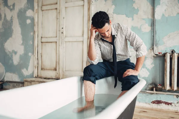 Geschäftsmann Bankrott Der Badewanne Selbstmörder Konzept Problem Geschäft Stress — Stockfoto