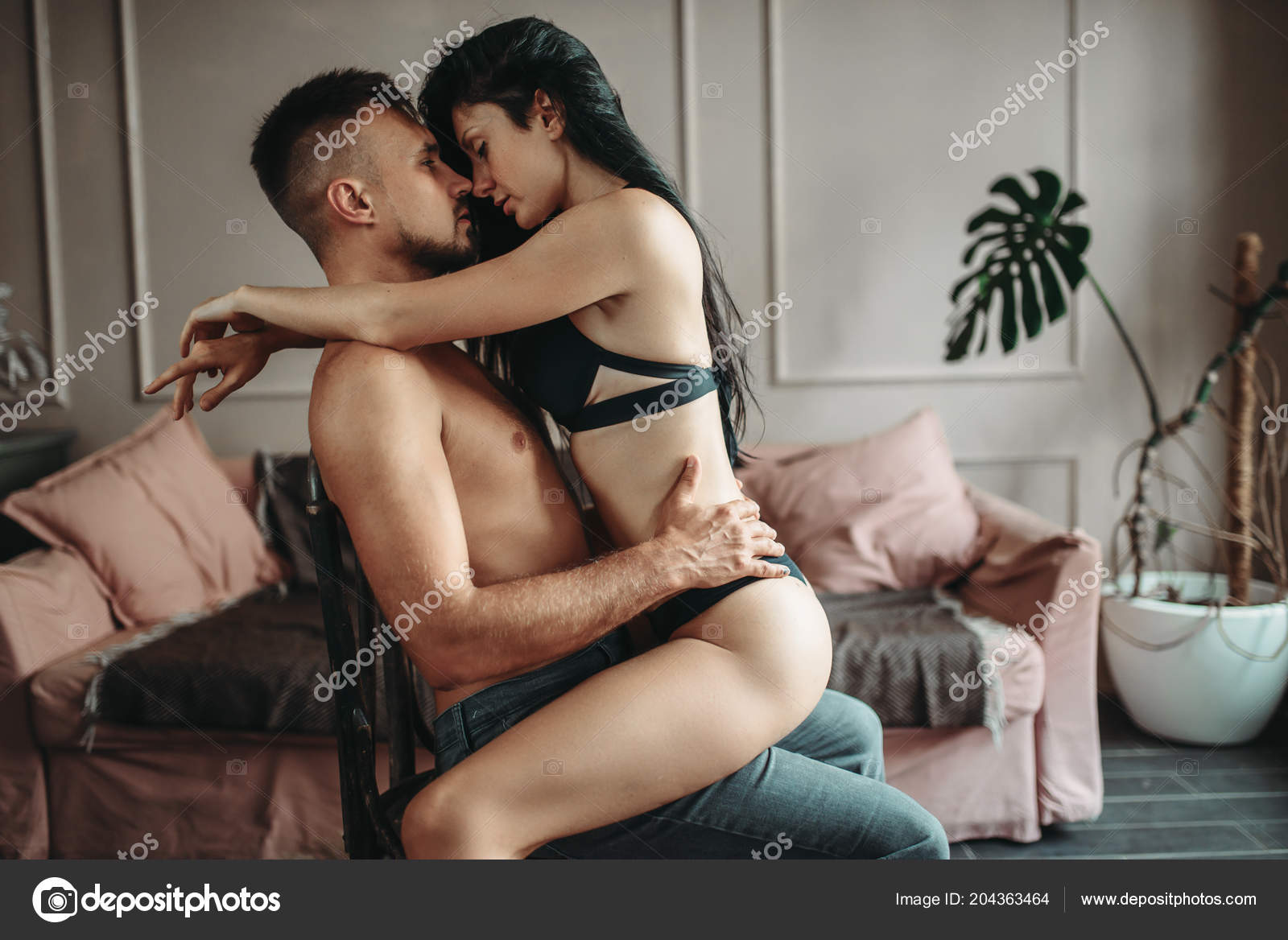 Attractive Couple Makes Love Chair Erotica Erotic Scene Sexual