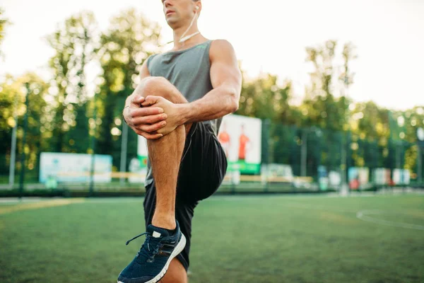 Férfi Sportruházat Előkészíti Kültéri Fitness Edzés Erős Sportoló Képzés Park — Stock Fotó