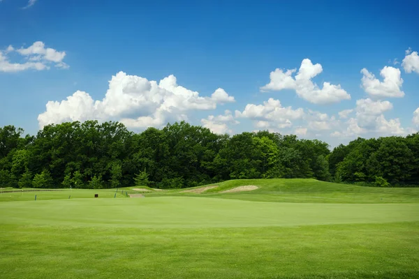 Césped Recortado Bunkers Arena Para Jugar Golf Campo Golf Nadie — Foto de Stock