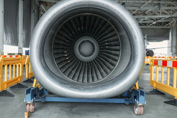 Lâmina Turbina Jato Fechada Vista Frontal Ninguém Motor Avião Após — Fotografia de Stock