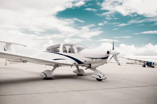 Propeller Airplane Airport Plane Aircraft Parking Zone Private Airline Air — Stock Photo, Image